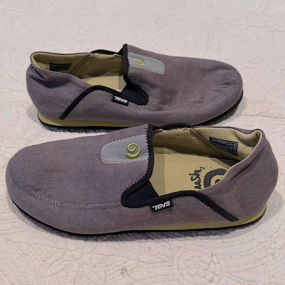 Teva Mens Mush Frio Canvas 4321 Gray Yellow Low Top Shoes Size US 10 Slip On NEW